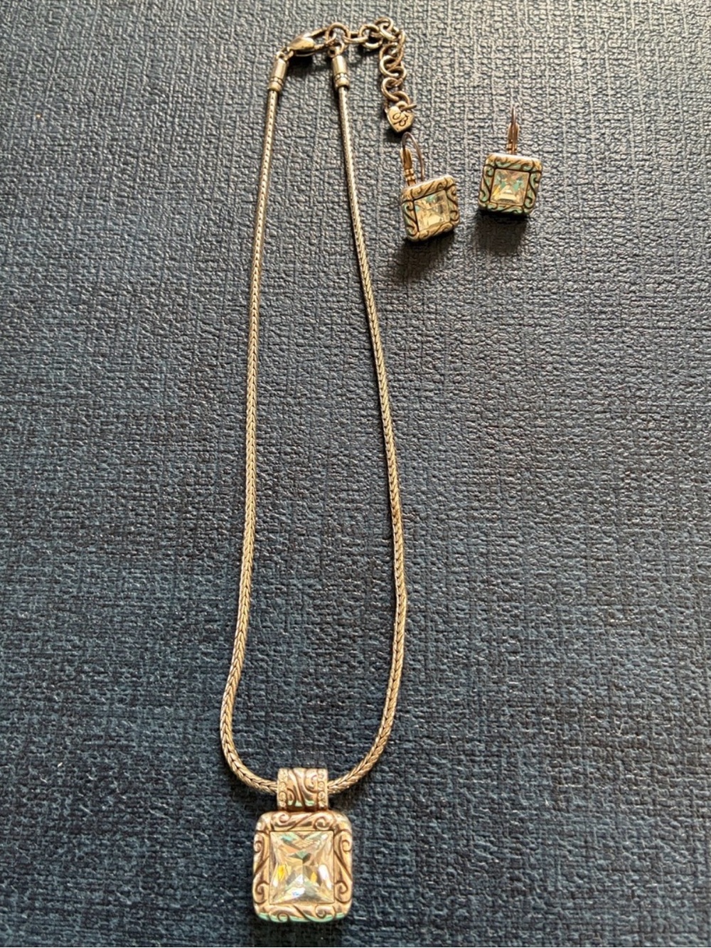 💎 BRIGHTON SET VINTAGE ‘Regina’ Silver Swarovski Crystal NECKLACE & EARRINGS💎